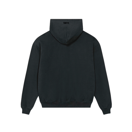 BLACK / BLACK OVERSIZED HOODIE
